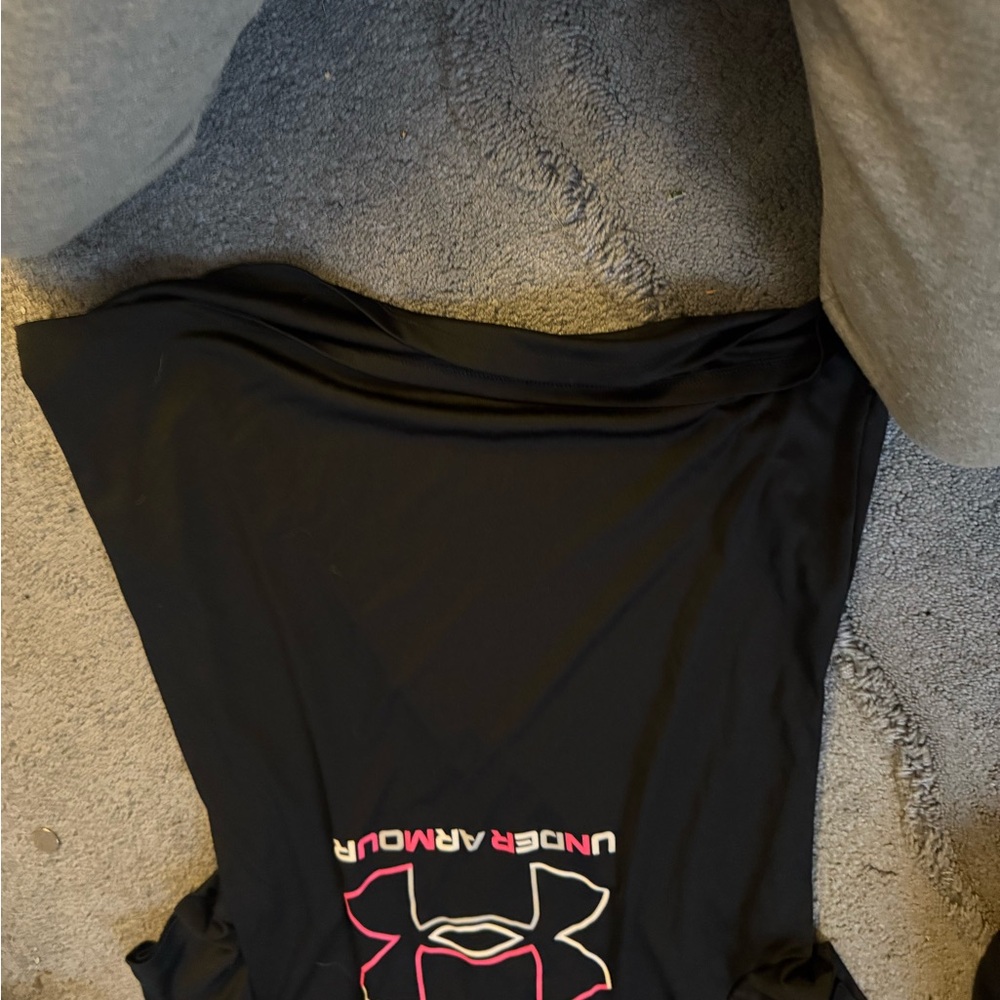 Under Armour Black Tee with Vibrant Pink Emblem